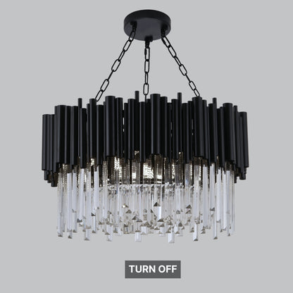 round chandelier with square crystals