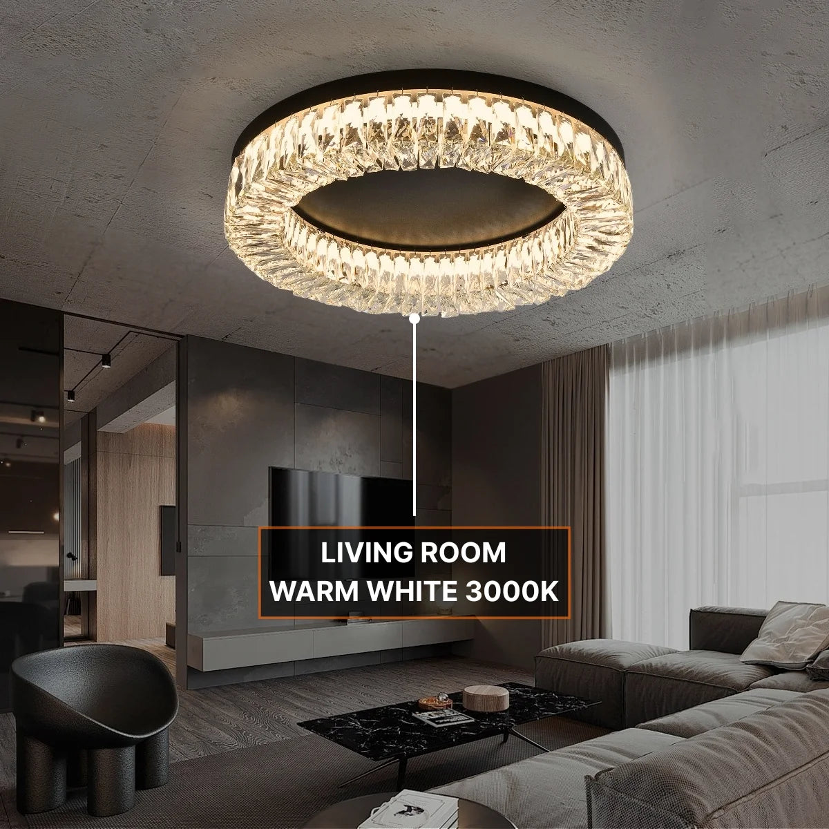 round flush chandelier for living room