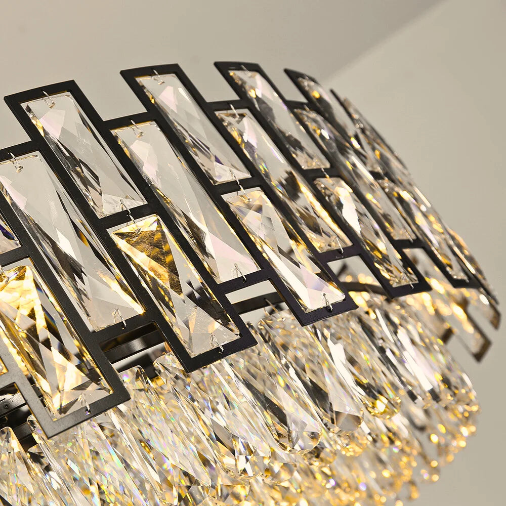 round gold crystal chandelier