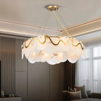 round gold glass chandelier