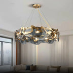 round smoky gray glass chandelier