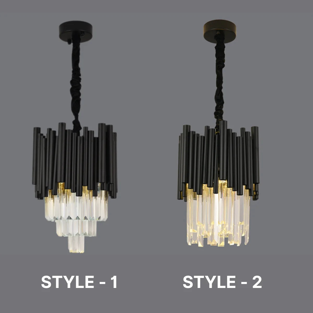 small black crystal chandelier