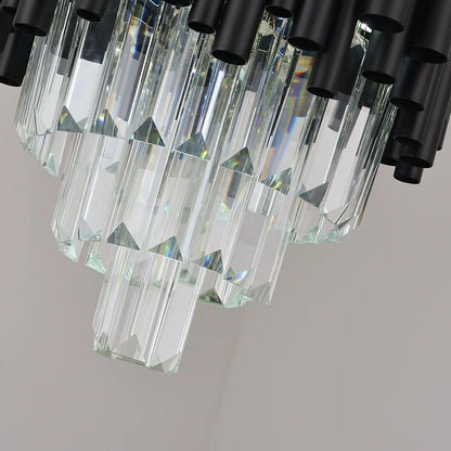 small black pendant light with champagne crystals