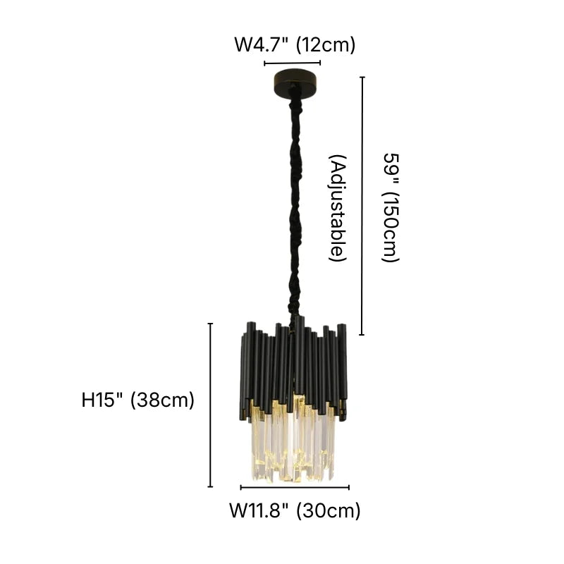 small black pendant light with crystals