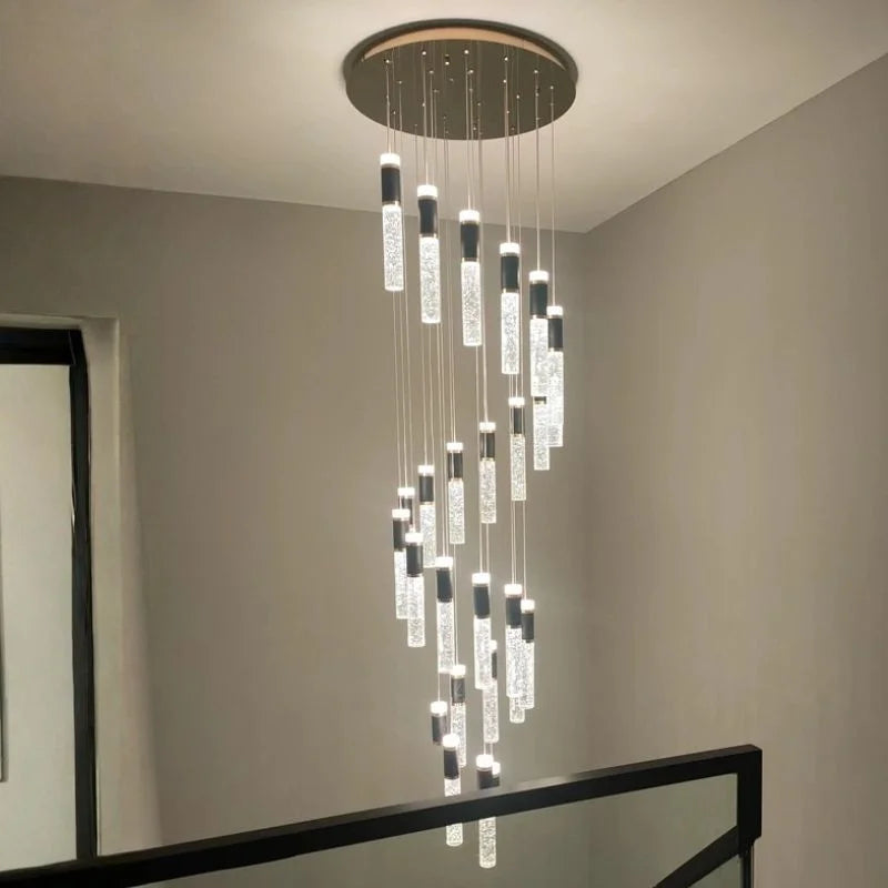 spiral design staircase chandelier