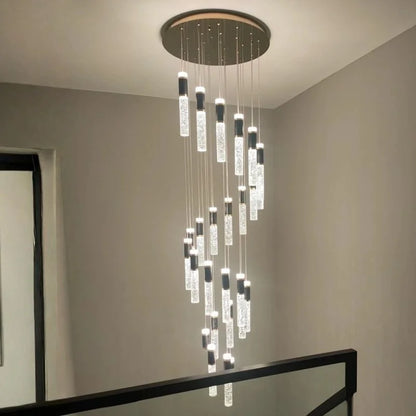 spiral design staircase chandelier