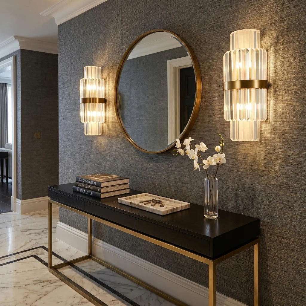 Vera decorative crystal wall sconce for upscale modern home interiors