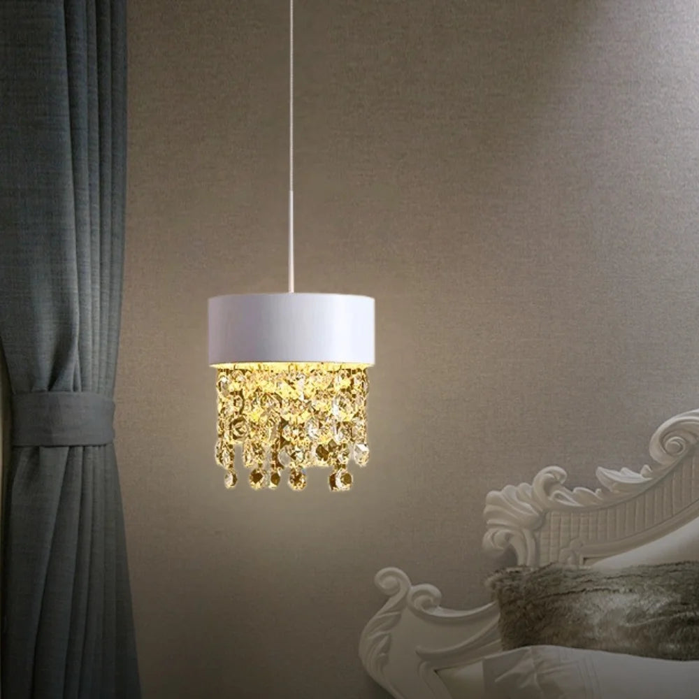 white and brass pendant light